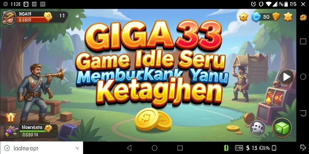 Tampilan gameplay utama GIGA33 dengan karakter yang berinteraksi dalam mode Idle.
