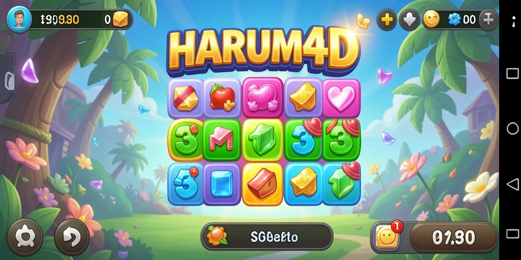 Tampilan gameplay seru dari HARUM4D dengan tantangan Match-3 yang mengasyikkan.