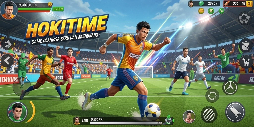Screenshot gameplay menampilkan aksi olahraga dalam HOKITIME.