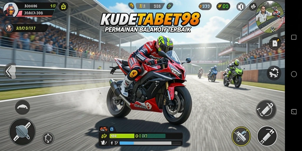 Tampilan menarik dari gameplay balap motor yang seru di KUDETABET98.