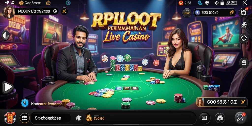Screenshot gameplay Live Casino RPLOOT yang menampilkan dealer yang berinteraksi dengan pemain.
