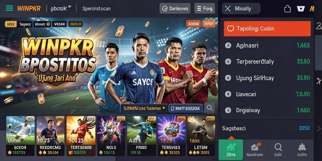 Screenshot WINPKR menampilkan antarmuka sportsbook yang atraktif.